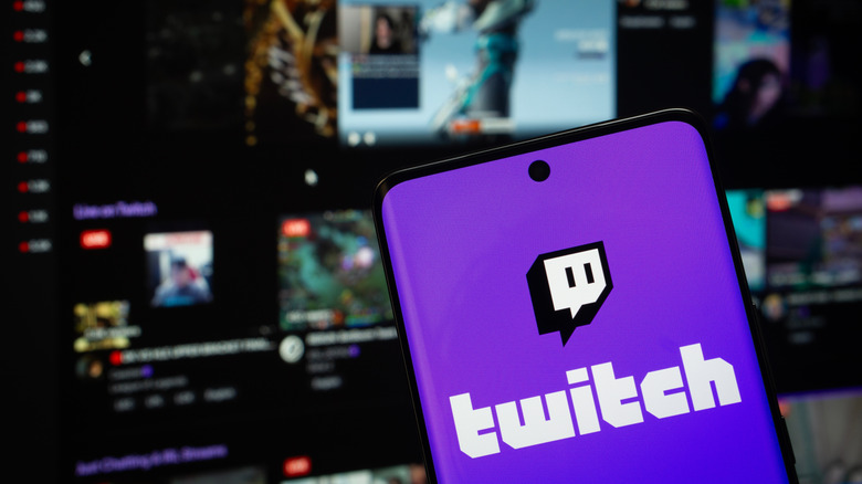 Twitch logo displayed on a smartphone screen
