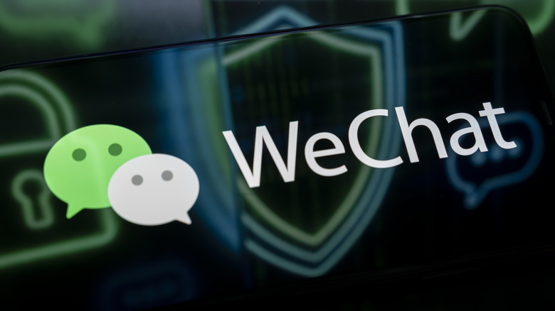 Close-up of the WeChat logo displayed on a smartphone screen
