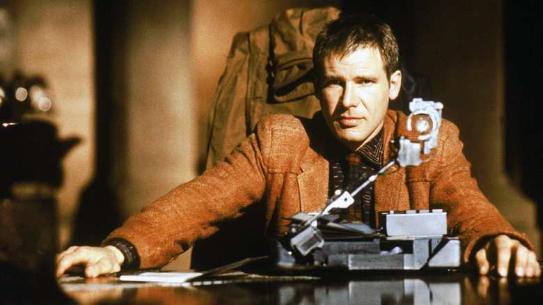 Rick Deckard using a Replicant-checking Voight-Kampff test machine in Blade Runner (1982)