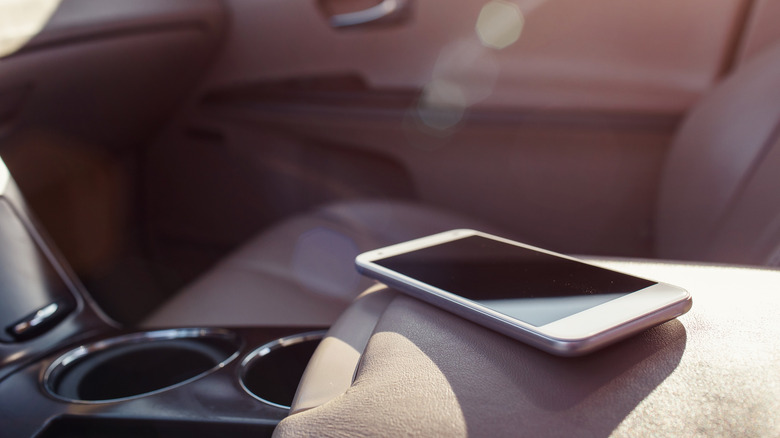 phone sitting in direct sun inside car