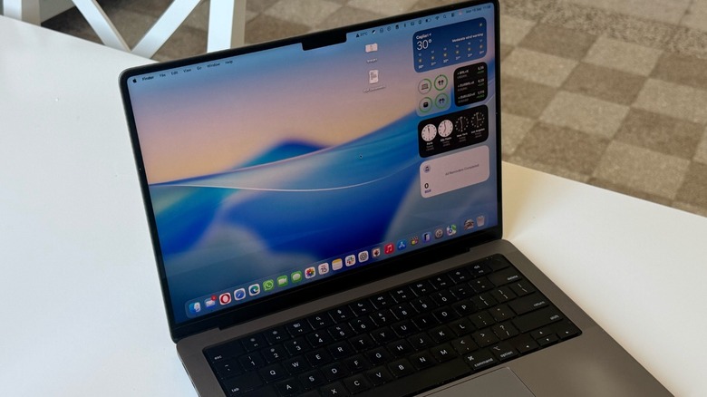 Close-up shot of a MacBook Pro on a table