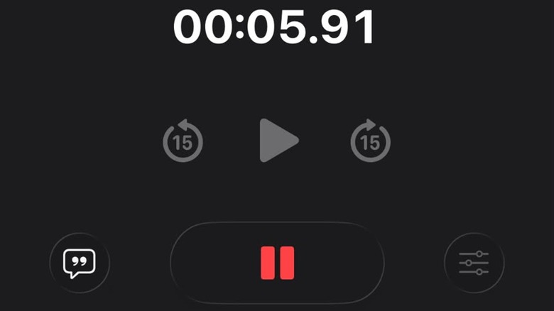 The pause button of the iPhone's Voice Memo app.