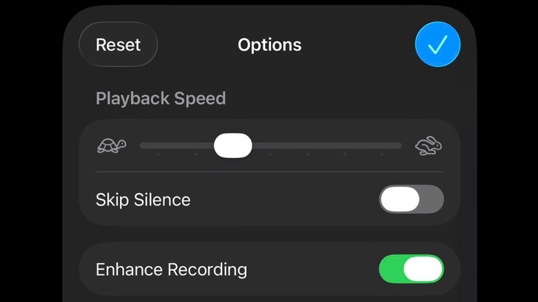The Enhance Recording feature of the iPhone's Voice Memo app.