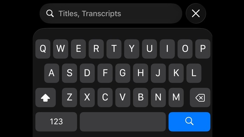 The search box in the iPhone's Voice Memo app.