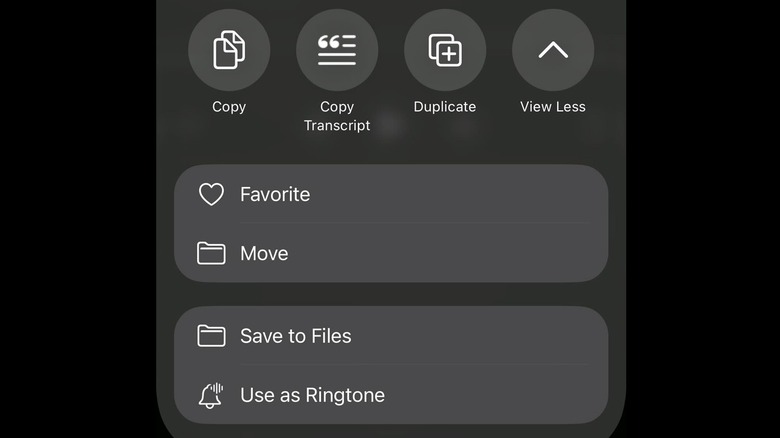 The option to use a recording from the iPhone's Voice Memo as a ringtone.