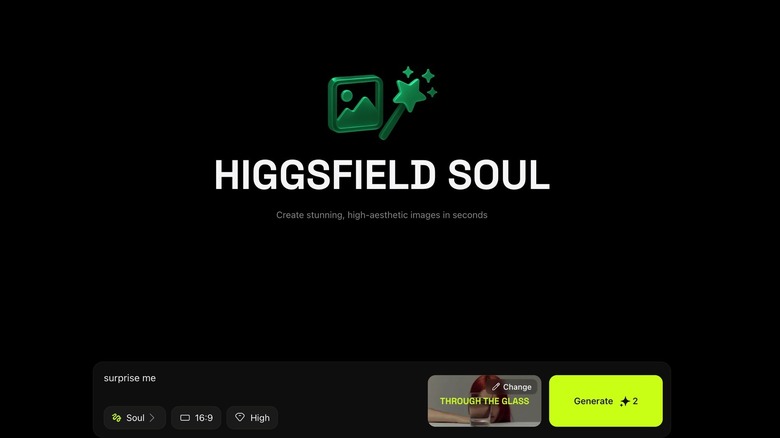 The user interface of Higgsfield Soul.
