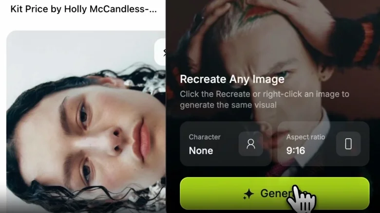 Recreating the style of an image with the Higgsfield Steal browser extension.