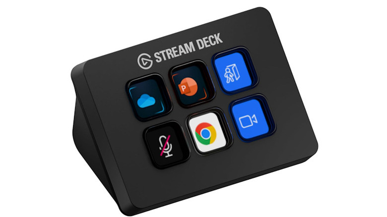 Elgato Stream Deck Mini with multiple icons on display covering the buttons
