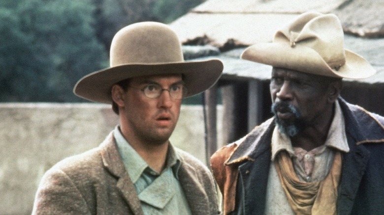 Thomas (Louis Gosset Jr.) looking at Billy Ray (Anthony Edwards) in "El Diablo"