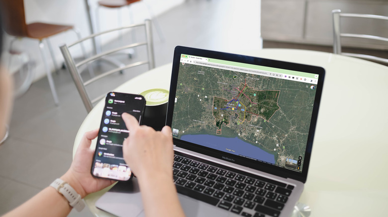 Google Maps displayed on a MacBook.