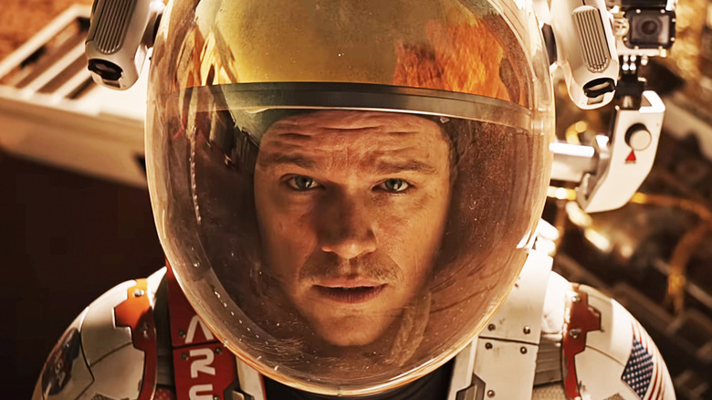 Mark Watney (Matt Damon) wearing a space suit in "The Martian."