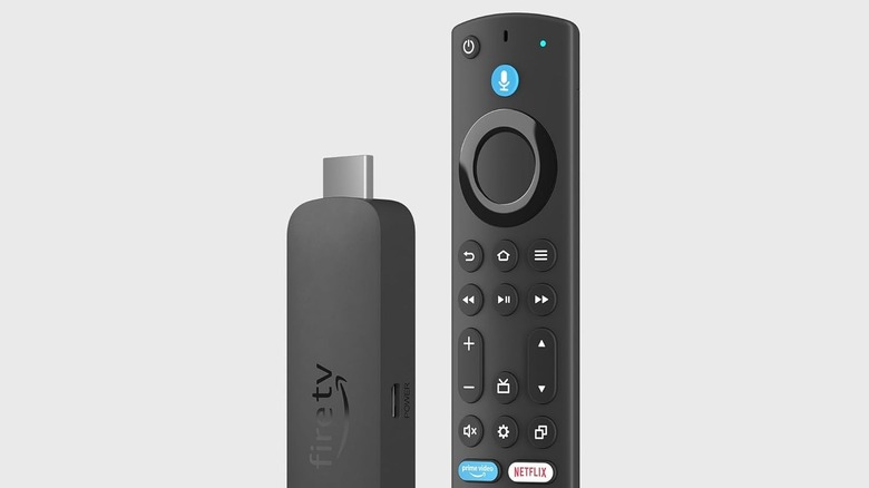 The Amazon Fire TV Stick 4K Max (2nd Gen) and remote.