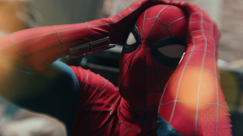 Spider-Man slinging web and pulling on it in Spider-Man: Brand New Day