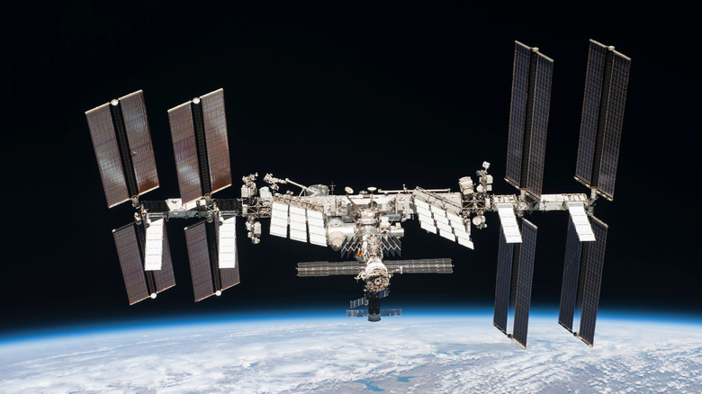 The International Space Station above Earth.
