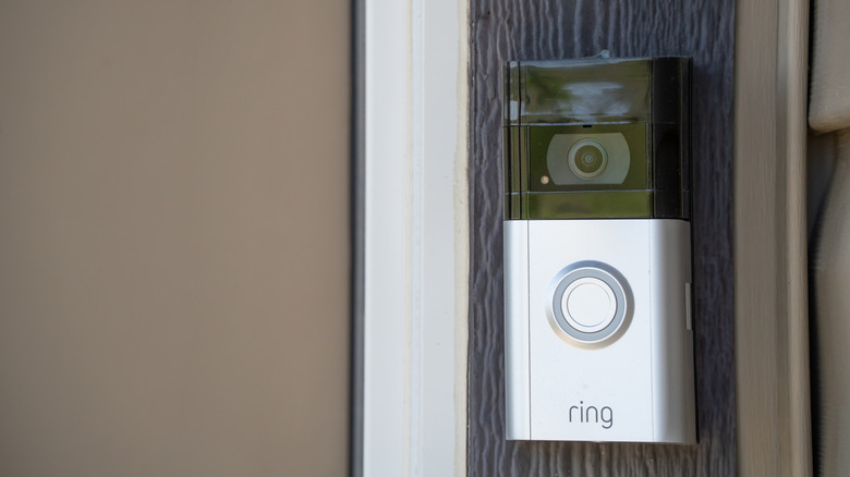 Up-close view of a Ring camera.