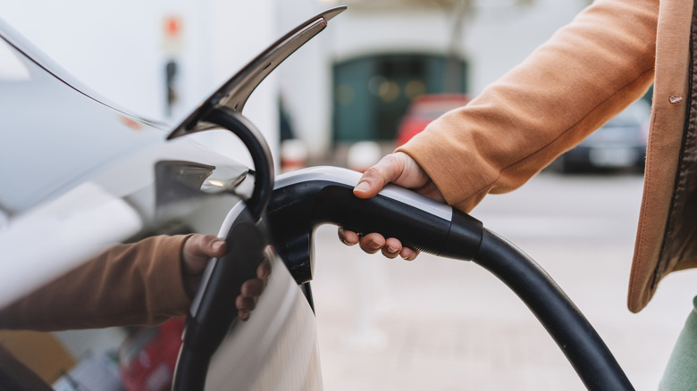 An EV being charged.