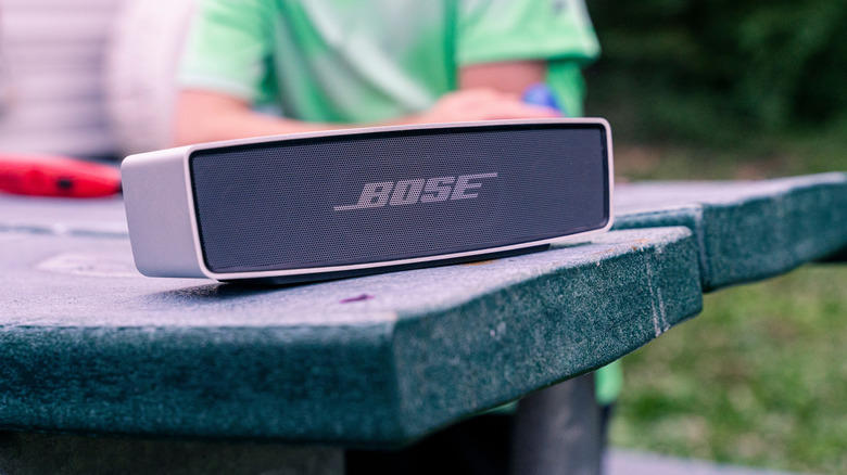 Bose SoundLink Mini speaker outside.