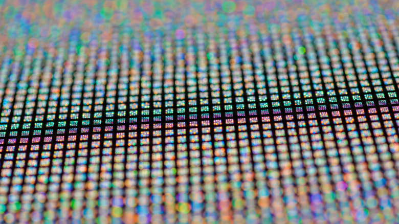 Closeup of pixel matrix on OLED displays