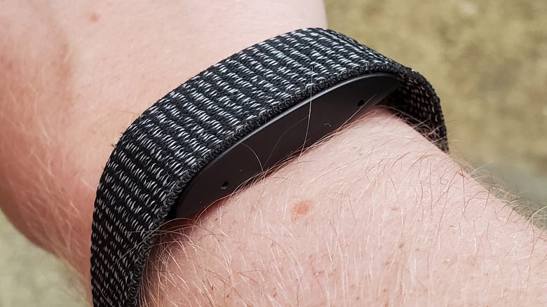 Fitness strap on a wrist.