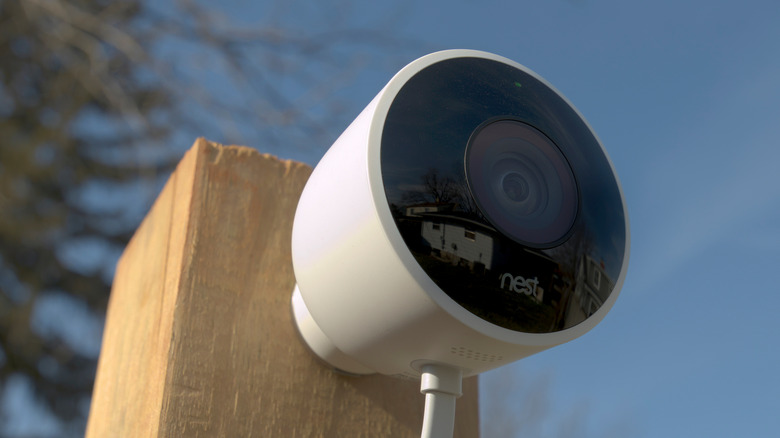 A Google Nest camera installed outside.