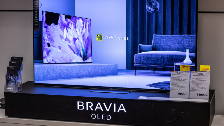 A Sony smart TV in a store.