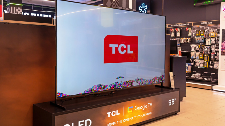 Large TCL TV in a store.