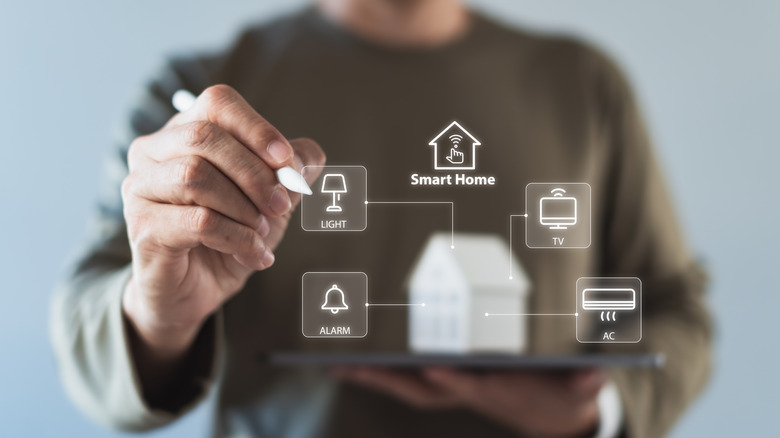 Close up of someone controlling a smart home on a digital interface