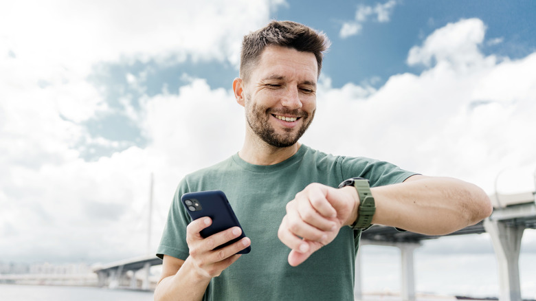 Person checking smart watch