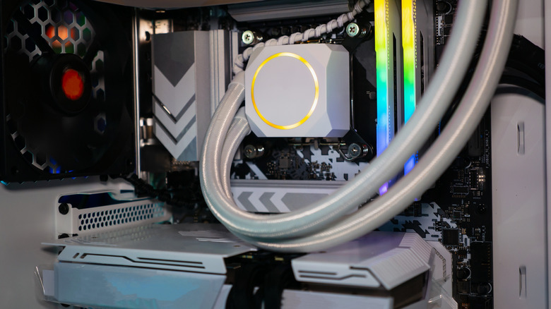 An AIO water cooling system in a PC