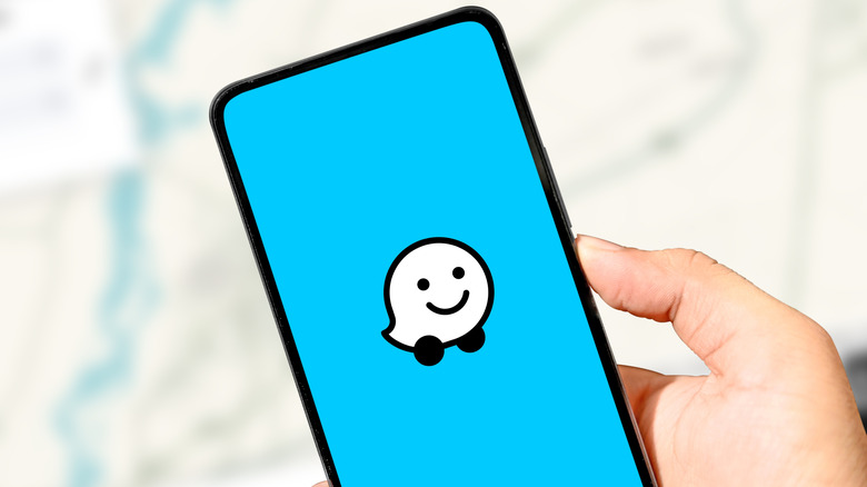 The Waze app queued up on a smartphone.