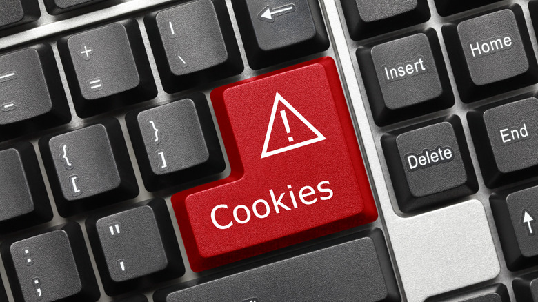 Close-up view on conceptual keyboard - Cookies (red key)