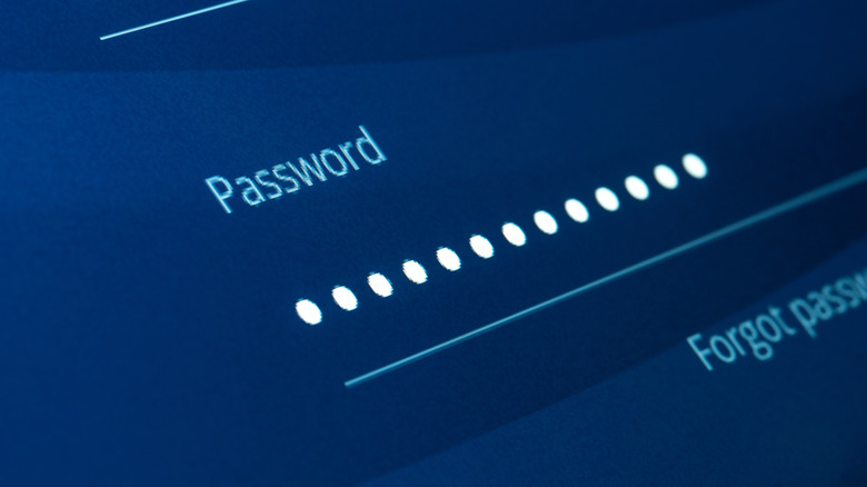 A close-up of a password login screen