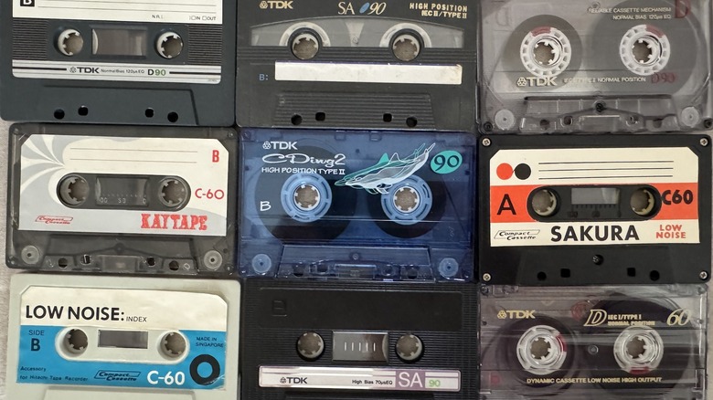A collection of cassette tapes.