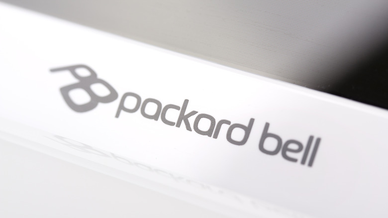 The Packard Bell logo on an old computer