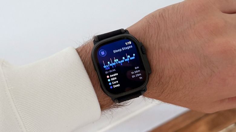 Close-up shot on Apple Watch Ultra on a wrist