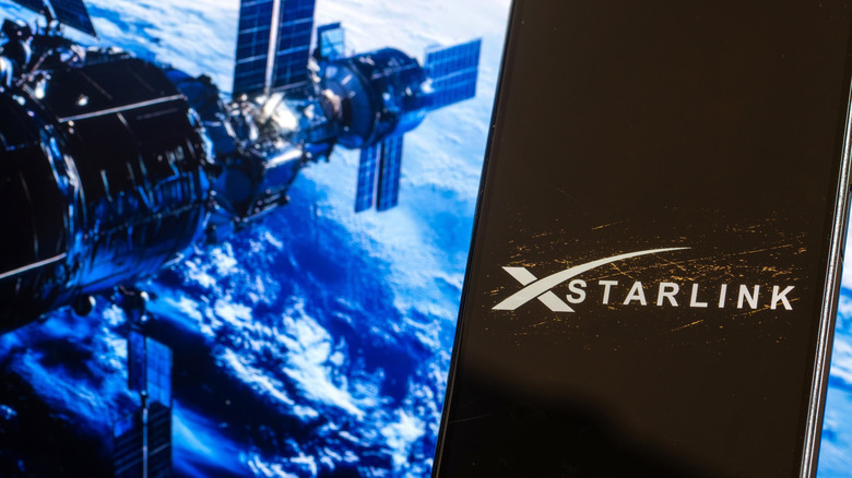 Starlink app with satellite in the background