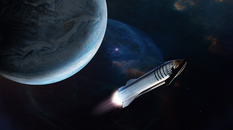 Rendering of SpaceX Starship in space