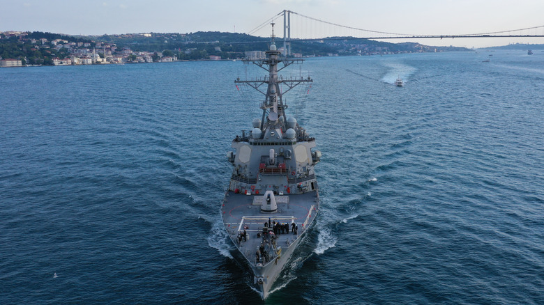 A U.S. Navy Warship seen equipped with a modern AESA radar system.