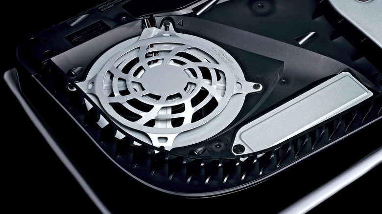 A PS5 with the cover removed
