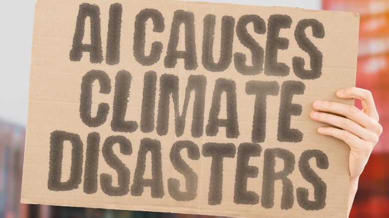 AI climate change energy use protest sign