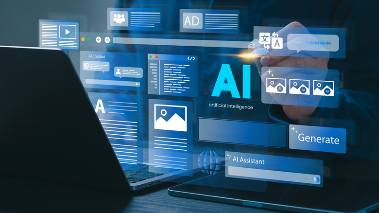 Visualization of AI tools generating content on a computer.