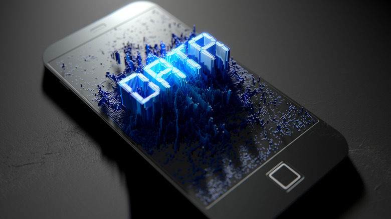 a phone with the 3D graphic data on it