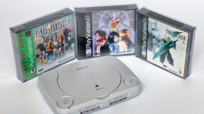PSOne console with Final Fantasy games