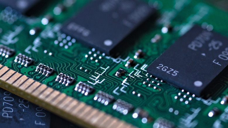 A close-up shot of RAM memory