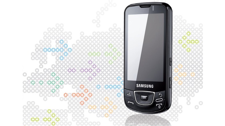 Samsung Galaxy i7500 phone against an abstract background