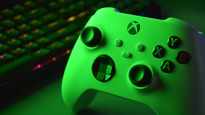 Xbox controller next to PC keyboard