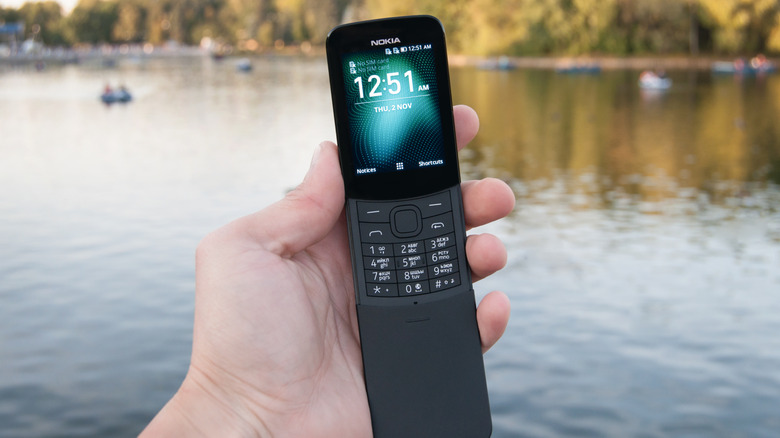 The 2018 version of the Nokia 8110 "banana phone," in Black.