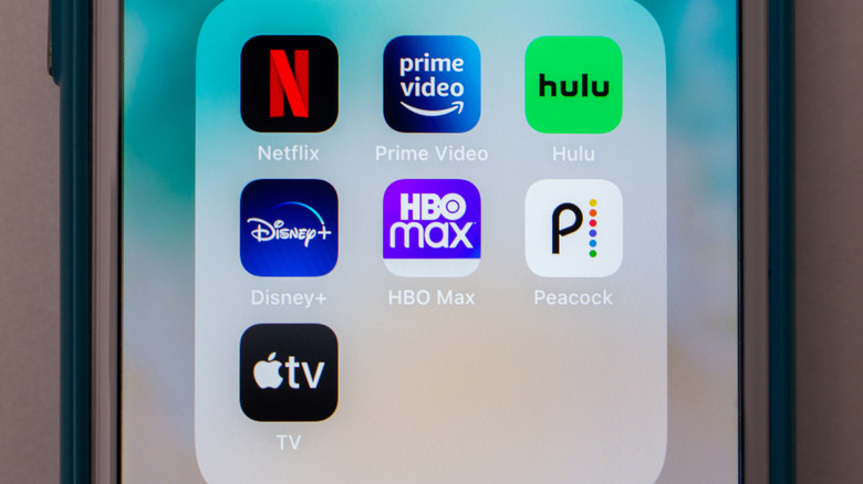 Streaming service apps on a smartphone.