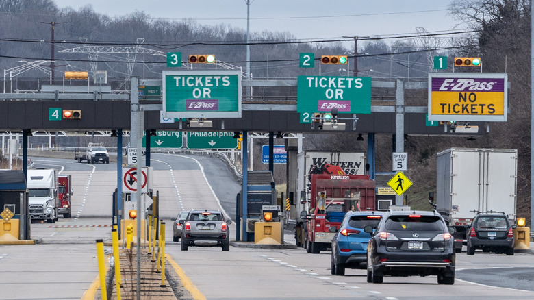 A toll road equipped with toll cameras