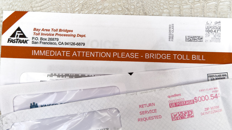 A toll bill arrives in the mail